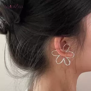 Bông tai hoa rỗng AqToCna dành cho nữ, Bông tai hợp kim không thủng, Quà tặng trang sức không đều thời trang AqToCna