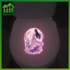 SWEET Glow-in-the-Dark Moonlight Fairy Wolf Toilet Stier Nắp Vệ Sinh Trang Trí Decal Dán Tường Tự Dính Có Thể Tháo Rời Dạ Quang Đề Can n