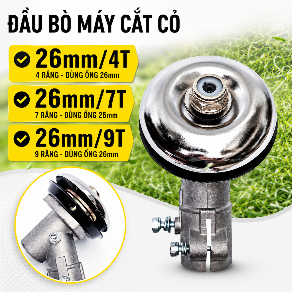 Đầu Bò Máy Cắt Cỏ 26/28mm 4/7/9 Răng Đơn Tai Hộp Số Đầu Máy Cắt Cỏ Thay Thế Bền Chắc