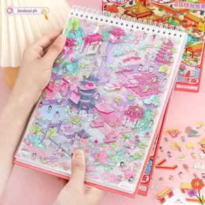 BEABOUT Bộ sưu tập thu nhỏ Nhãn dán, Nhãn dán PET dòng thành phố 5.0 Nhãn dán cảnh quan Sách, Thiết kế cô gái Kawaii Xếp chồng trực quan Đồ chơi trẻ em DIY Sổ tay dán trẻ em