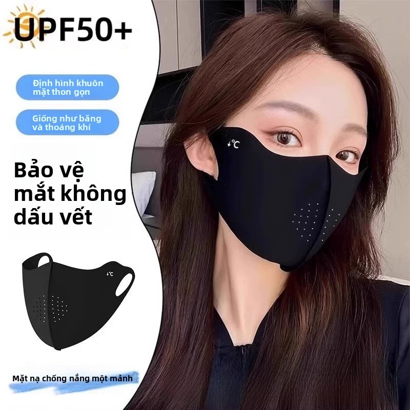 Mặt nạ chống nắng nữ nhẹ thoáng khí, sử dụng chất liệu lụa băng, có chức năng chống tia cực tím, thích hợp cho việc đi xe máy mùa hè.