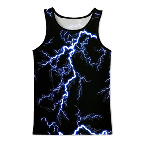 Áo ba lỗ không tay in họa tiết Lightning đầy màu sắc in 3D, áo dạo phố mềm mại thoáng khí mùa hè