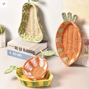 Giỏ đựng dây giấy thủ công - Dụng cụ sắp xếp hình rau quả cho máy tính để bàn tại nhà