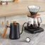 {AKIN} Nồi cà phê bằng thép không gỉ 304 Cân trong suốt có nắp nhiệt kế Tay cầm bằng gỗ nguyên khối cho Espresso thủ công {a}