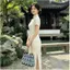 Túi vải di động phong cách dân tộc Túi vuông Jacquard vàng đi lại