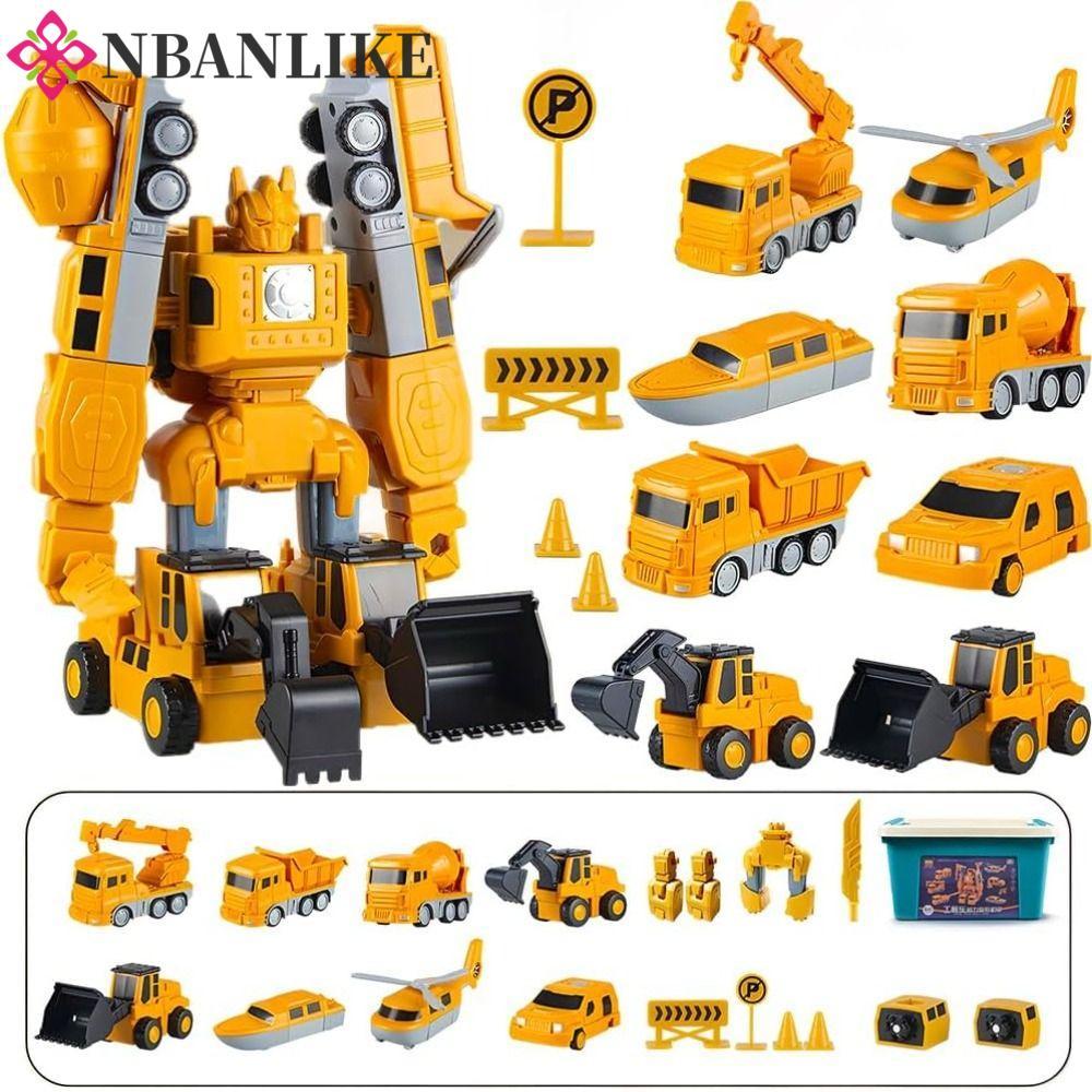 NBANLIKE Transform Engineering, Xe tải Máy xúc Máy trộn lắp ráp Xe kỹ thuật, Kết hợp đa chức năng Đồ chơi Robot biến hình có thể tháo rời Đồ chơi trẻ em