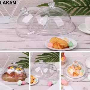 LAKAM Vỏ Thực Phẩm Trong Suốt Chống Bụi Món Tráng Miệng Khay Bảo Quản Đĩa Tròn Sáng Tạo Bánh Acrylic Đĩa Bánh Mì