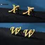 KUZHEN INS Thép không gỉ Luy A-Z 26 Bảng Chữ Cái Bông Tai Chống Thấm Nước Vàng Bông Tai Đính Trang Sức Quà Tặng HOT