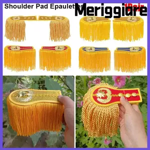 MERIGGIARE 1 Cặp Miếng Lót Vai Epaulettes, Có Khóa Trâm Cài Bảng Tua Rua Viền Epaulets, Áo Khoác Nhiều Màu Sắc Bền Đẹp Áo Khoác Epaulett Cho Dây Trống Sừng