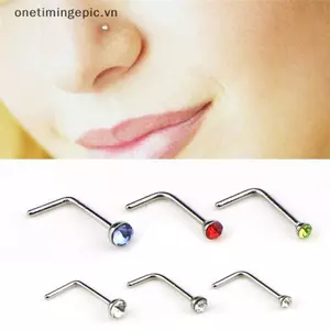 VFZ 60 Cái / bộ Thép Không Gỉ CZ Pha Lê Hình Chữ L Mũi Vòng Body Xuyên Stud OTE