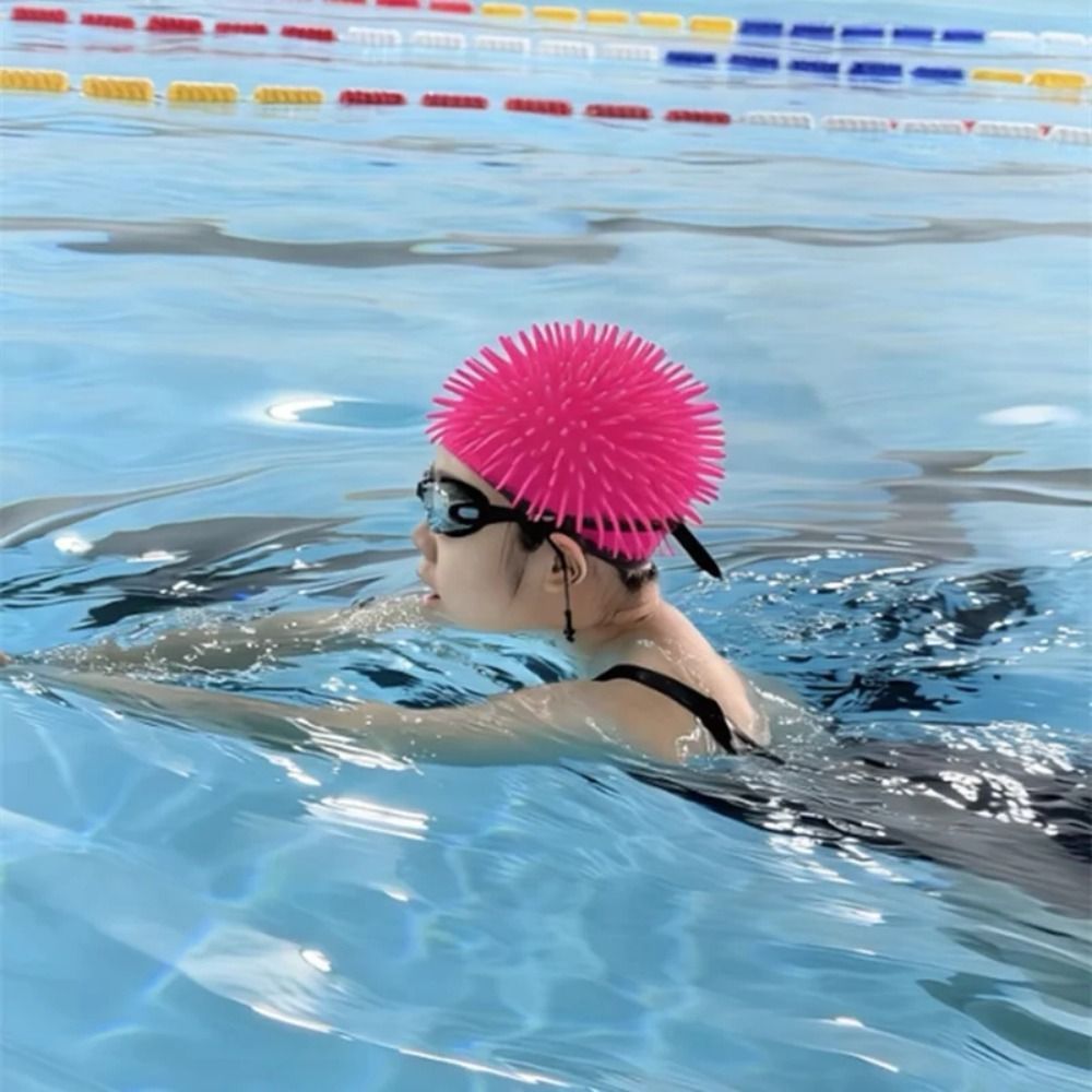 SENRTY Mũ Bơi Ngộ nghĩnh, Thiết Kế Tóc Dài Hình Urchin Biển Mũ Bơi Bóng Nhọn, Thiết Kế Trừu Tượng Đàn Hồi Cao Giữ Tóc Khô Thoải Mái Phù Hợp Với Mũ Urchin Biển Tiệc Đi Biển