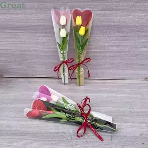 GREAT 50 Chiếc Túi Đóng Gói Hoa, Bó Hoa Đơn Túi Gói Hoa, Nhựa Trong Suốt Hình Trái Tim Hoa Hồng Đóng Gói Túi Cưới