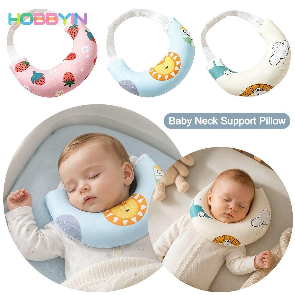 Gối hỗ trợ cổ cho bé HOBBYIN, Thiết kế cong Đệm định vị đầu cho trẻ sơ sinh có thể điều chỉnh, Dây kéo ẩn Cotton Cảm ứng mềm mại Gối ngủ cho bé ngủ cho bé