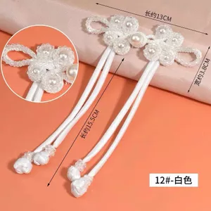 Quốc Gia Hợp Thời Trang Handmade Phong Cách Trung Quốc Khóa Đĩa Phong Cách Cổ Khóa Đĩa Đính Hạt Ngọc Trai Tua Rua Khóa Đĩa Phong Cách Dài 6.11
