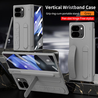 Ốp Lưng Cho Google Pixel 10 9 Pro Gấp Grip Ring Tích Hợp Đứng Khe Cắm Bút Stylus Bản Lề Bảo Vệ Chống Sốc Kính Cường Lực