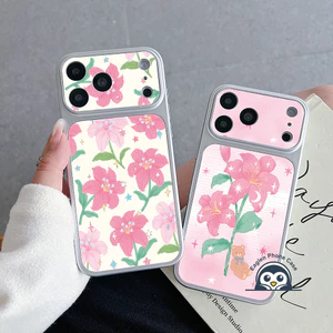Ốp Da PU Lily Màu Hồng Dễ Thương Cho Samsung Galaxy A17 M17 F17 A16 A15 M15 F15 A14 A13 M13 A12 F12 M12 A11 A10 A10S M10S 5G 4G Ốp Điện Thoại Sang Trọng Vintage Hoa Lãng Mạn Vỏ Mềm