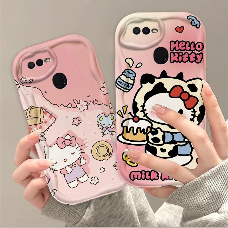 Thích Hợp Cho OPPO A5S A7 A12 F9 F9 Pro 3D Phụ Kiện TPU Mềm Hoạt Hình Kitty Nữ Vỏ Điện Thoại Chống Sốc