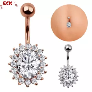 ECK Thép Rốn Nhẫn Pha Lê Bụng Nút Nhẫn Thanh Xuyên Trang Sức HOT