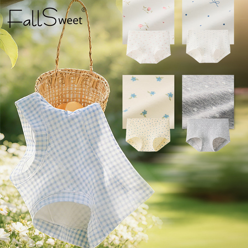 FallSweet Set 5 Nữ Boxer Hoa Quần Lót Cotton Giữa Tầng Thoải Mái Quần Mềm Mại Bảo Vệ Toàn Diện M-2XL