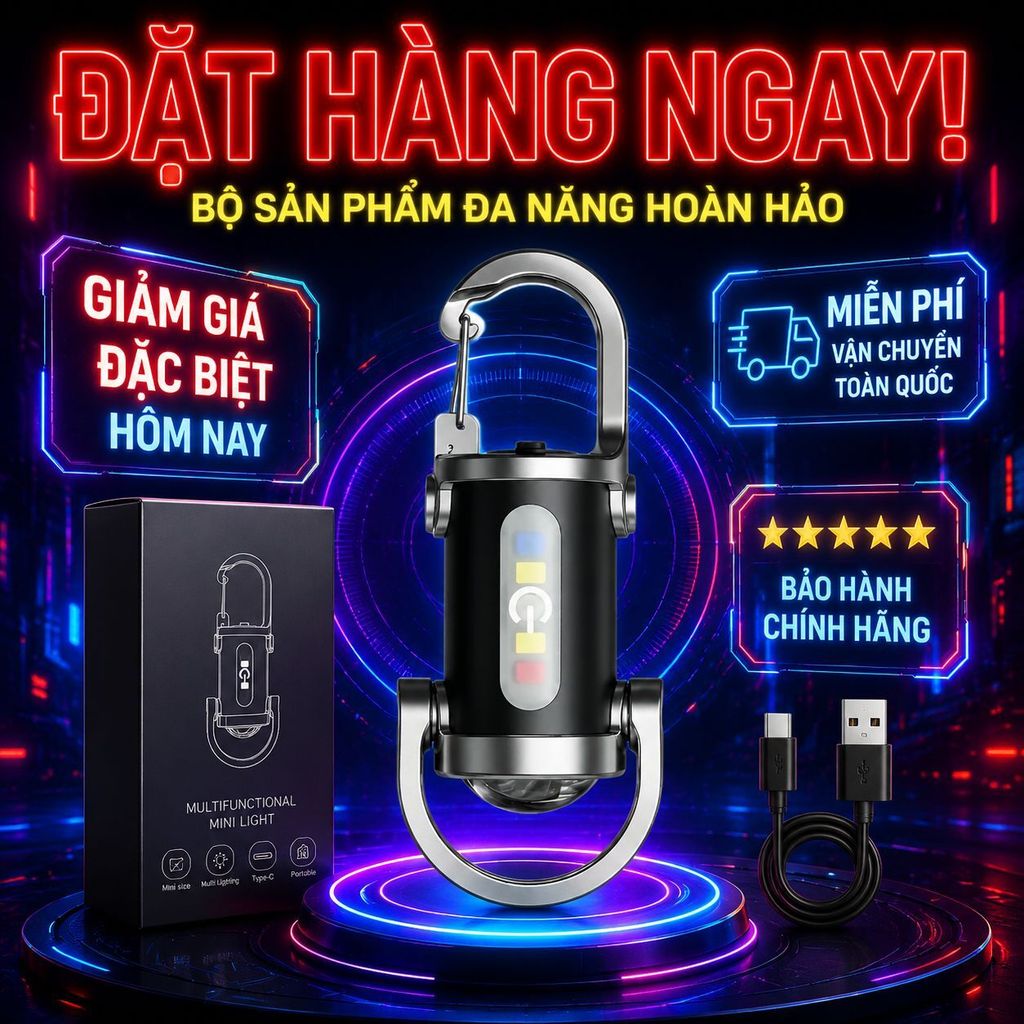 Siêu sáng đèn pin móc chìa khóa LED chống nước | Đèn pin cắm trại mini móc chìa khóa | Đèn pin mạnh chống nước tiện lợi