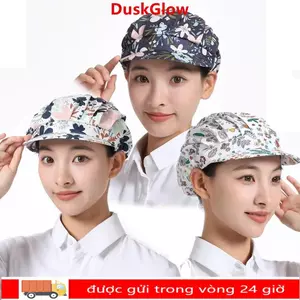 Mũ nấu ăn DUSKGLOW, Mũ đầu bếp chống bụi, Mũ làm việc in hoa Cotton Nhà hàng khách sạn
