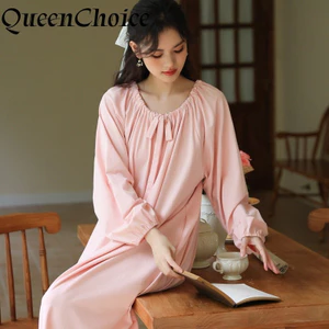 Phụ Nữ Cotton Dài Tay Váy Bộ Đồ Ngủ Vintage Váy Ngủ Nữ Retro Váy Ngủ Đồ Ngủ