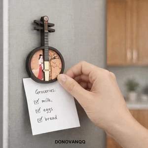 DONOVANQQ 4 Cái / bộ Nhạc Cụ Nam Châm Tủ Lạnh, Nam Châm Tủ Lạnh Mini Phong Cách Trung Hoa, Gỗ Handmade Cổ Điển Mô Hình Nhạc Cụ Đạo Cụ Chụp Ảnh