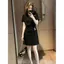 Đầm ngắn tay cổ tròn màu đen phong cách Hàn Quốc Phiên bản Slim-Fit hẹp phiên bản mùa hè hàng ngày tất cả-