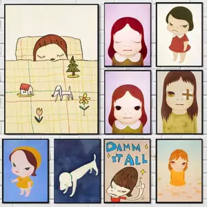 Hoạt Hình Nhật Bản mộng du búp bê Yoshitomo Nara Poster Không Khung Tranh Canvas Trang Trí Tường