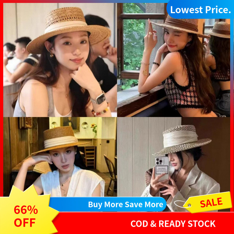 Pháp Retro Mũ Rơm Nữ Phong Cách Tiền Rỗng, Vành Rộng Che Nắng, Đi Biển Kỳ Nghỉ Mùa Hè