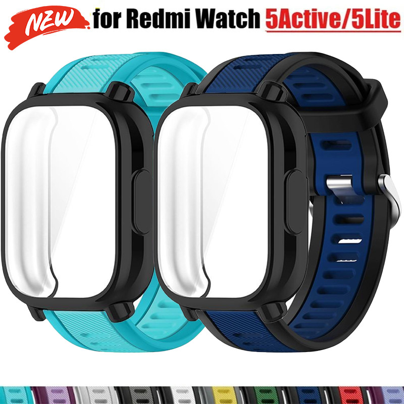 Ốp lưng TPU + dây đeo silicon cho Redmi Watch 5 Active / Lite bảo vệ màn hình dây đeo thể thao hai màu