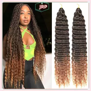 JRP Sâu Sóng Xoắn Móc Tóc Boho Bện Tóc Tổng Hợp Xoăn Tóc Móc Bím Nhiệt Độ Cao Sợi Bện Phần Mở Rộng Tóc JRP