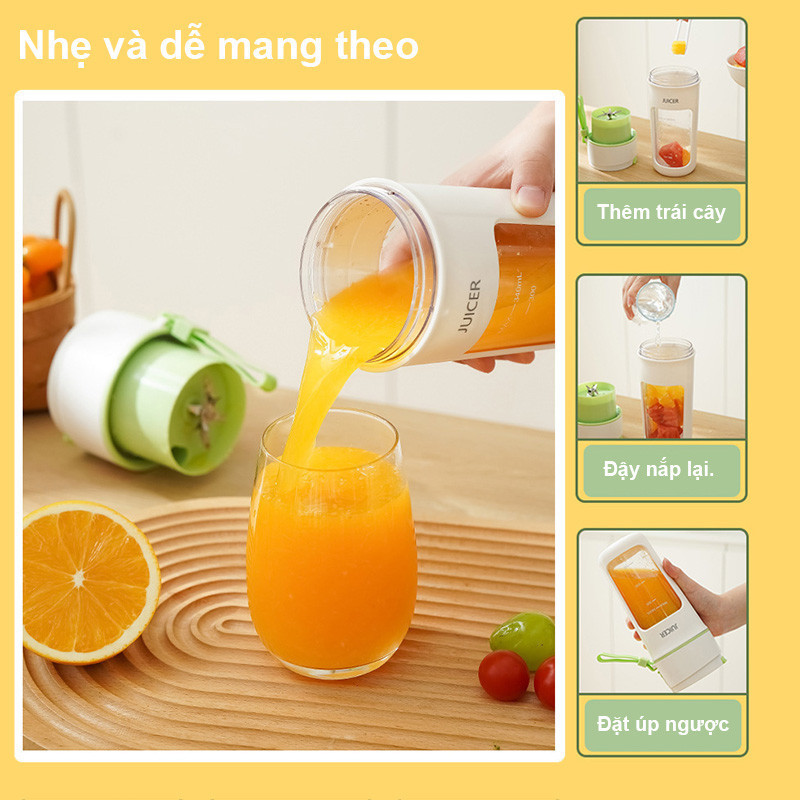 Máy Xay Sinh Tố Mini 10 Lưỡi, Cầm Tay, 400ml, Có Màn Hình Số, Kèm ống Hút, Xay đá, Sạc USB, đi Làm, Gym, Du Lịch