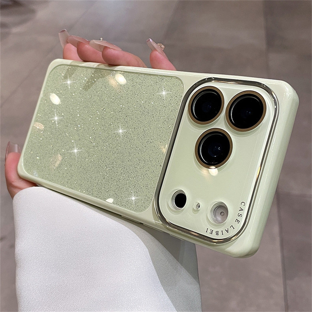 Ốp điện thoại hình vuông lấp lánh thời trang cho iPhone 17 Pro Max 13 14 15 16 pro max Bao gồm tất cả bảo vệ ống kính máy ảnh vỏ mềm Vỏ bảo vệ vỏ điện thoại