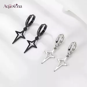 AqToCna 1 Cặp Gothic Punk Phong Cách Hợp Kim Thả Bông Tai / Màu Bạc Ngôi Sao Chữ Thập Thời Trang Đơn Giản Bông Tai Dành Cho Nữ Ro Trang Sức AqToCna
