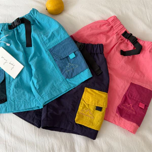 Mùa hè 2026 Mới Thêu Tương Phản Thắt Lưng Quần Short Hàng Hóa Unisex Trẻ Em Bé Thoải Mái Quần Short