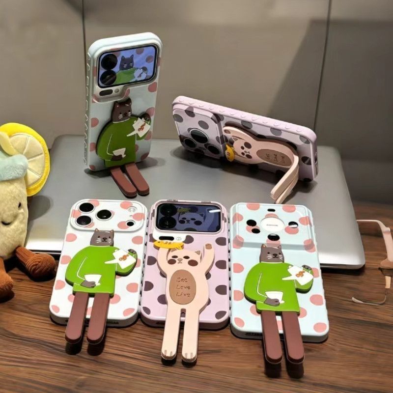 Giá đỡ có thể gập lại có thể gập lại chấm bi vui nhộn Thích hợp cho Apple 17promax Vỏ điện thoại iPhone161514