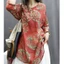Retro In Hình Giữa Tay Cổ Chữ V Vải Lanh Cotton Rời Phong Cách Phương Tây Văn Học Thường Ngày Tất Cả Trận Đấu Áo Thun Nữ 5.26