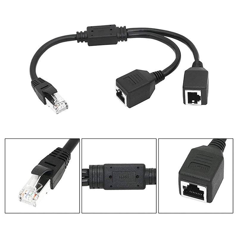 N2HAO RJ45 Bộ Chia Ethernet 1 Nam Đến 2 Nữ Bộ Chia Mạng LAN Hỗ Trợ Cat6 Mạng Internet Dây Nối Dài n