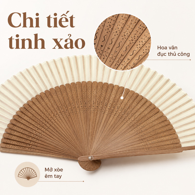 Quạt Xoè Cổ Điển Cầm Tay - Phụ Kiện Thời Thượng, Hoàn Hảo Cho Tiệc, Sự Kiện & Ảnh Nghệ Thuật