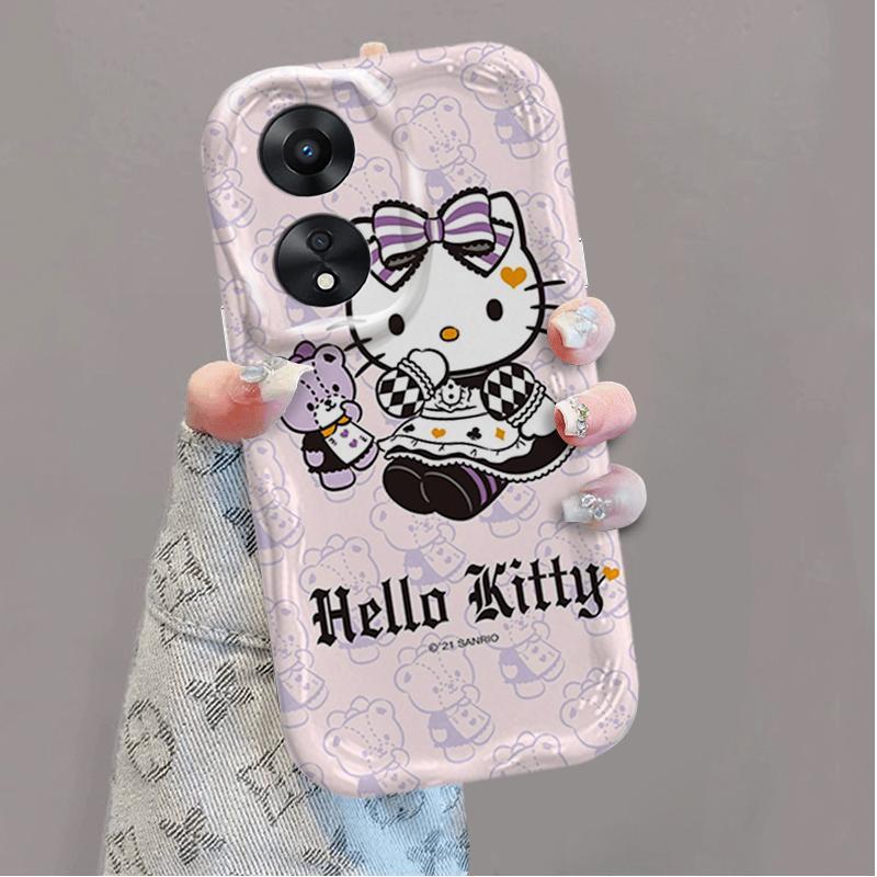 Ốp Silicon Hoạt Hình Cho OPPO A18 A38 A58 A60 A17 A17K 4G 3D Điện Thoại Thông Minh Mềm TPU Kitty Sinh Viên Ốp Lưng Chống Sốc