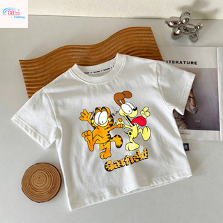 Áo Thun Trẻ Em Garfield Phong Cách, Vải Cotton, Thời Trang Hoạt Hình, Cho Bé Trai Mùa Hè, Size 90-150