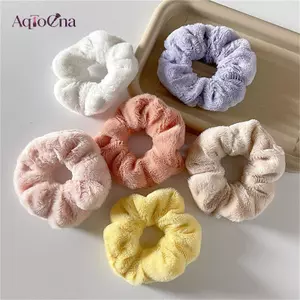 AqToCna Mùa Đông Ấm Áp Tóc Mềm Scrunchies Nữ Cô Gái Dễ Thương Sang Trọng Co Giãn Tóc Nhiều Màu Dây Cao Su AqToCna