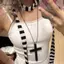 AqToCna 2025 Mới Thoáng Mát Punk Gothic Gỗ Chữ Thập Mặt Dây Nelace Cho Nữ Vintage Trắng Hip Hop Y2k Nelace Dự Tiệc Trang Sức Quà Tặng AqToCna