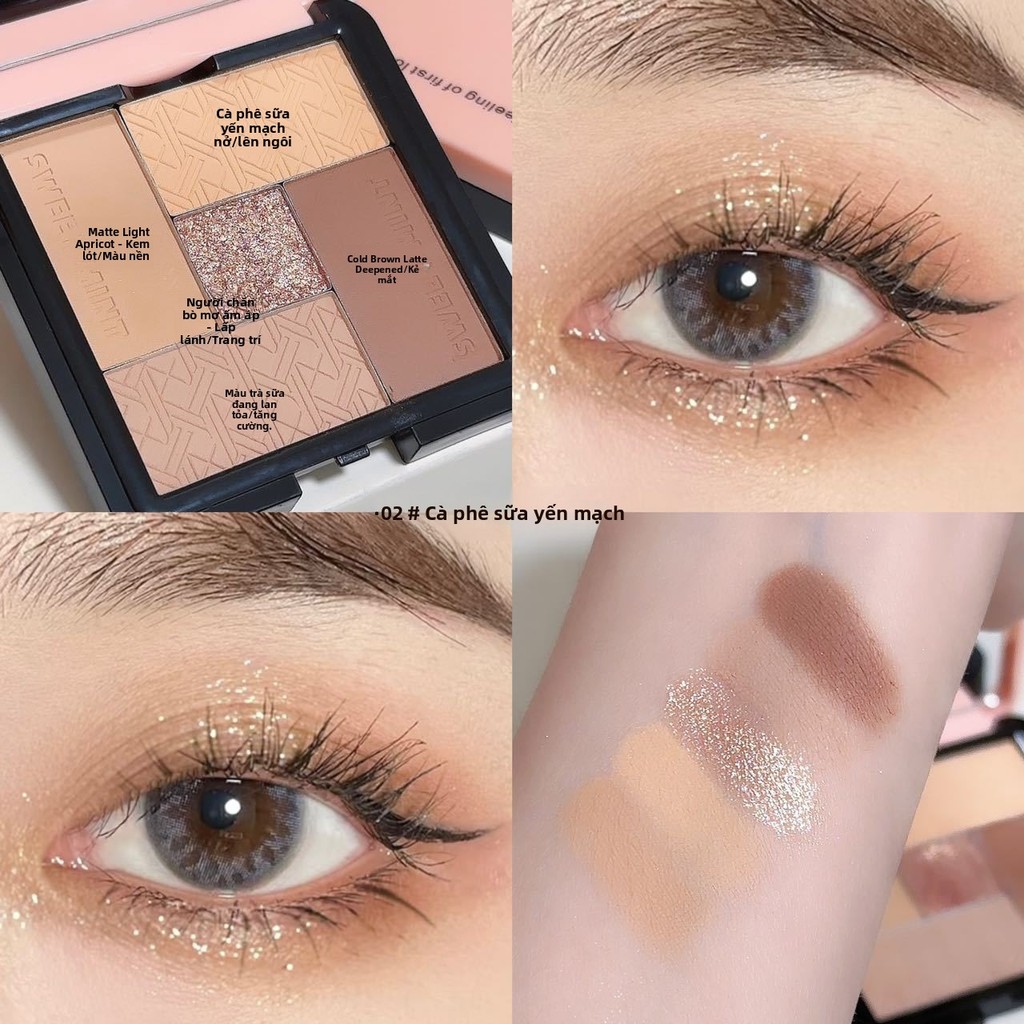 SWEET MINT | Đĩa phấn mắt 5 màu | Độ bão hòa thấp, làm sáng, sửa đổi màu đất | Đĩa phấn mắt phù hợp cho người mới sử dụng