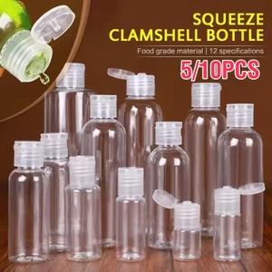 Mới 5 / 10 Chiếc Trong Suốt PET Flip-Top Chai Du Lịch Rỗng Có Thể Đổ Lại Cho Dầu Gội Lotion Mỹ Phẩm Chất Lỏng Di Động Chống Rò Rỉ Bộ