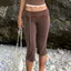 MAPLEPOET-Quần Capri dành cho nữ Thắt lưng thun cạp thấp Slim Fit Quần crop co giãn có thắt lưng