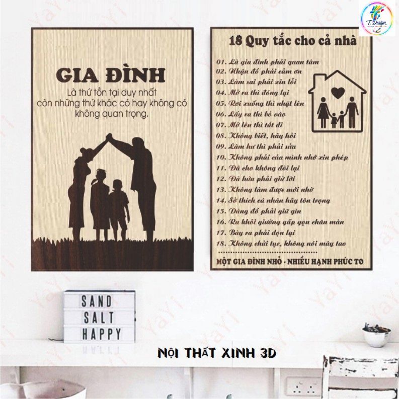Tranh treo tường gia đình ý nghĩa fomex cung 5mm, nhiều kích thước lựa chọn cho không gian sống thêm ấm áp.