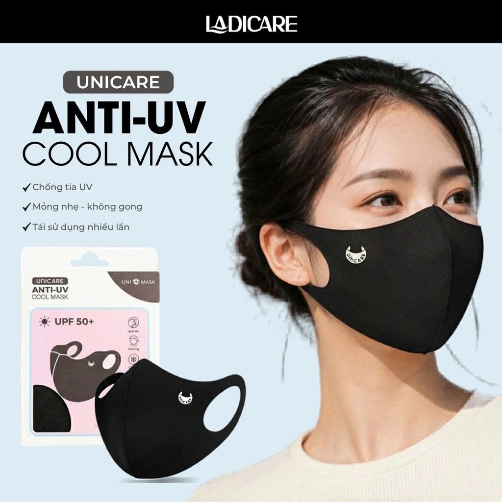 Khẩu Trang Chống Tia UV Unicare Cool Mask UPF50+ Vải Lạnh Mát, Chống Nắng Cao Cấp Chính Hãng