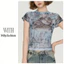 Milyfashion Retro Gạc Hoạt Hình In Hình Áo Thun Ngắn Tay Mùa Hè Phong Cách Mới Slim-Fit Slimmer Nhìn Ngắn Top baby tee Y2K MYR5